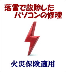 落雷で故障したパソコンの修理（火災保険適用）